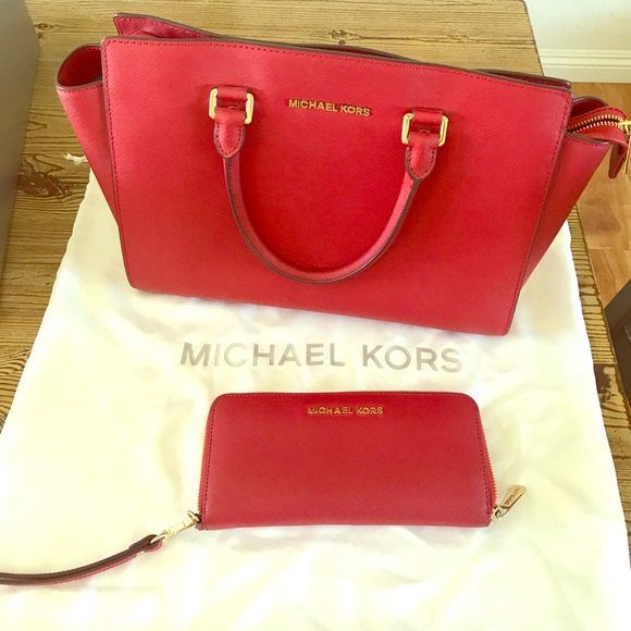 Michael Kors Handbags - Micheal Kors Red Bag with the wallet.